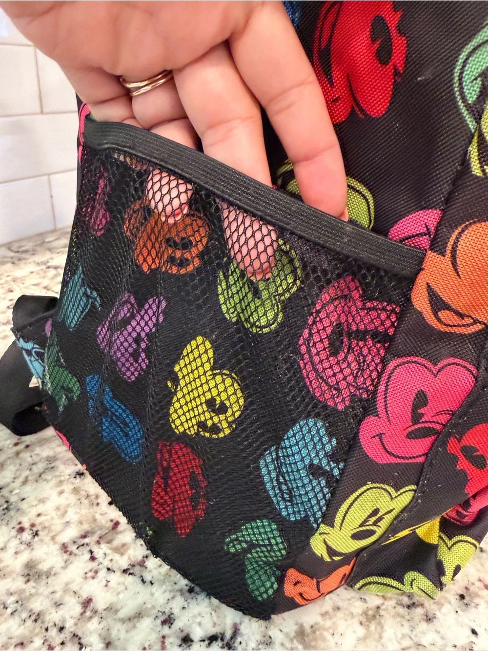 Disney Black Backpack with Multicolor Mickey Faces